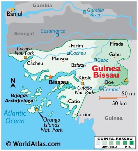 guinea bissau africa map